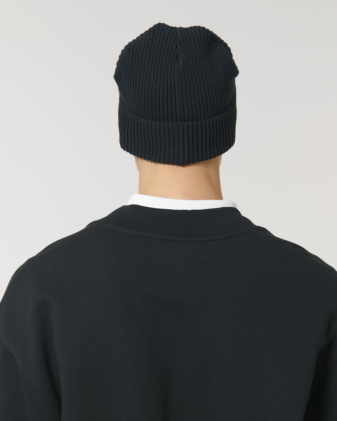 Fisherman Beanie Black Studio Back Main 0