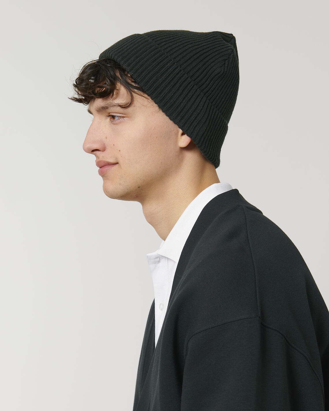 Fisherman Beanie Black Studio Front Detail 0