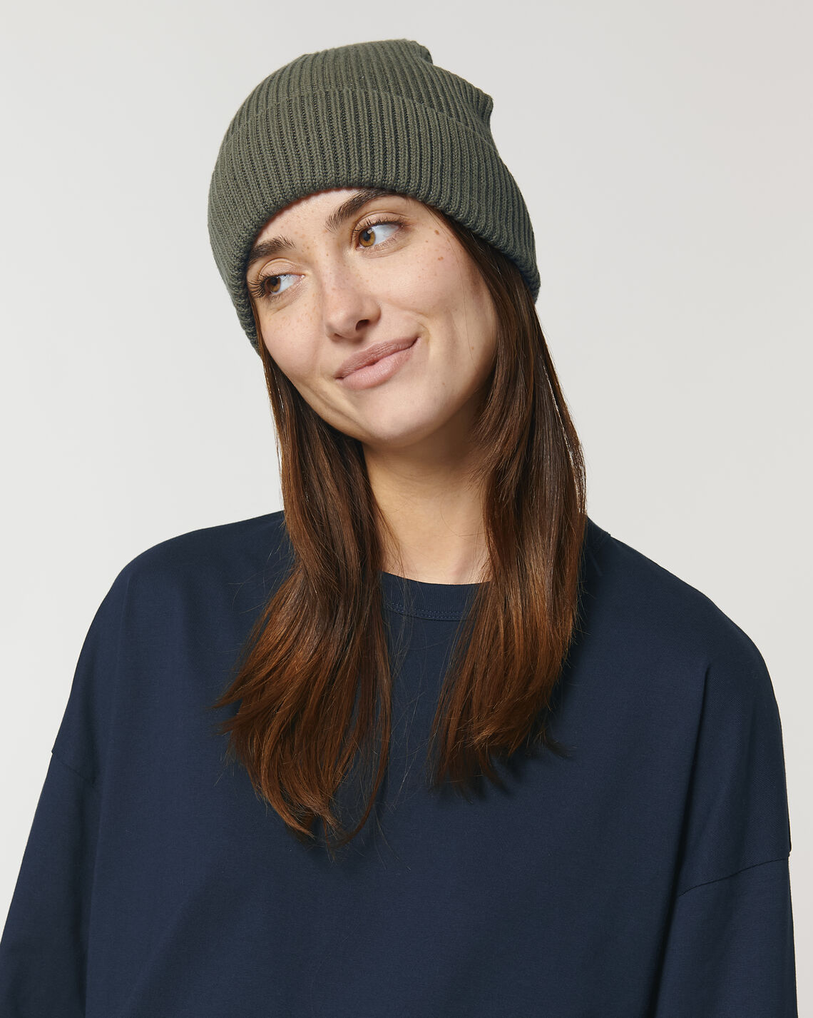 Fisherman Beanie Khaki Studio Front Main 5