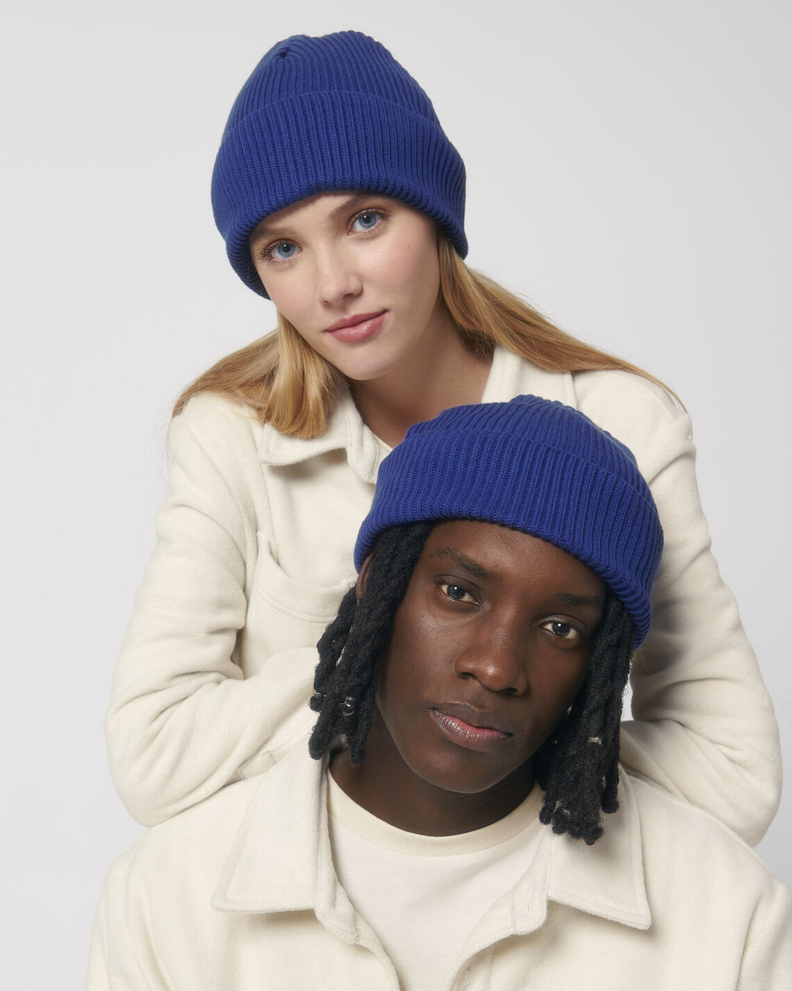 Fisherman Beanie Worker Blue Duo Front Main 0